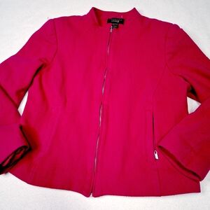 Wool Cashmere Portfolio Louben Womens Chic Fuchsia Bomber Jacket